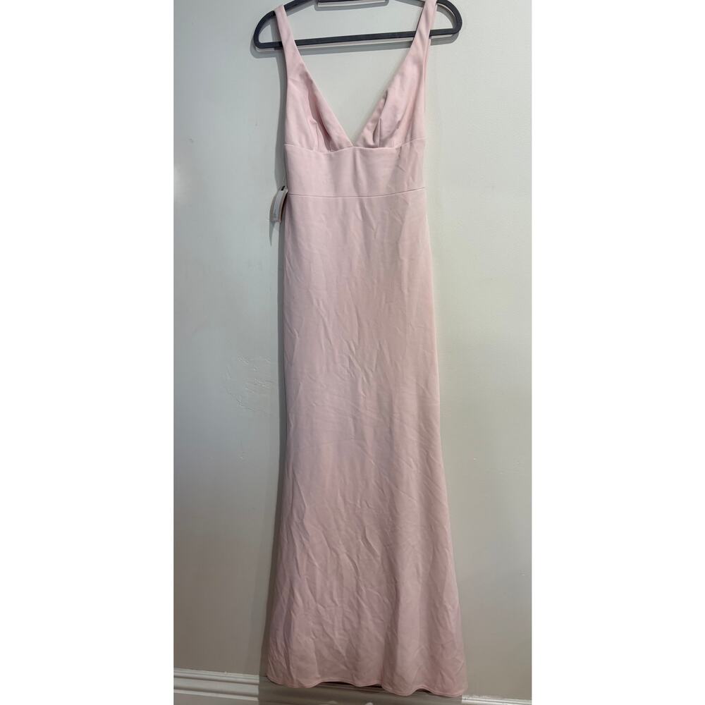 NWT Katie May Helena V-Neck Back Cut-Out Bridesmaid Formal Gown Blush Medium